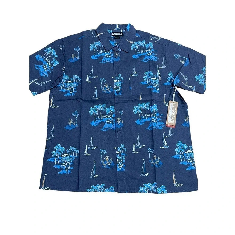 Florence Marine X Men's Makani Aloha Hawaiian Short Sleeve Camp Shirt Size XL